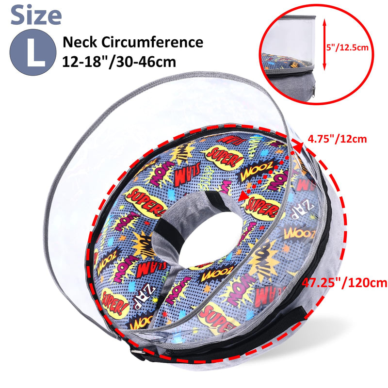 Crazy Felix Soft Inflatable Dog Cone Collar for Large Medium Small Dogs, Cone for Dogs After Surgery, Donut Recovery Cones to Stop Licking and Scratching, Elizabethan Collar with Baffle(Grey,L) L (Neck: 12-18 in) Grey - PawsPlanet Australia