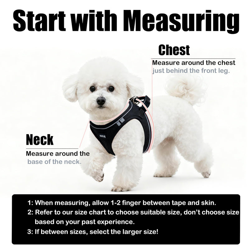 Dog Harness and Leash Set, No Pull Soft Mesh Pet Harness -in Puppy Pet Vest Harnesses for XS,Small,Medium Dogs and Cats Black-XS XS (Chest: 12.5-14") - PawsPlanet Australia