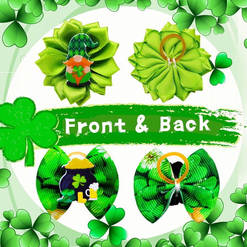 80pcs St.Patrick's Day Dog Bows, Holiday Pet Samll Dog Hair Grooming Bows with Rubber Bands, St.Patrick's Day Green Lucky Clover Element Dog Hair Bows for Dog Puppy Yorkie Hair Accessories - PawsPlanet Australia