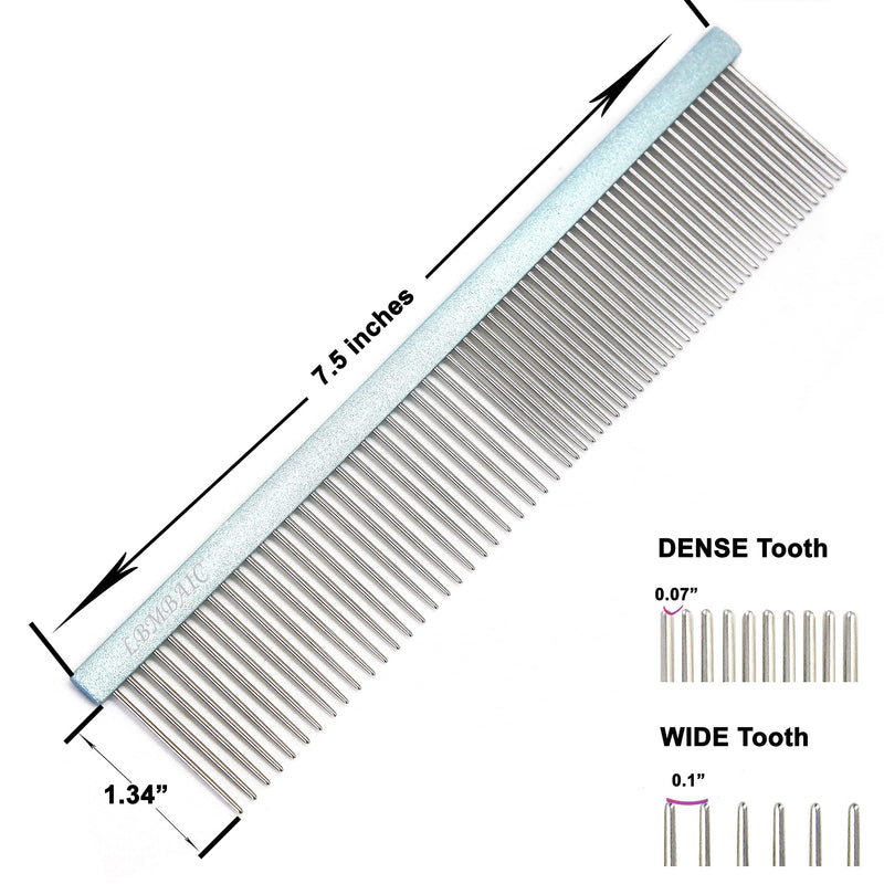 Dog Metal Grooming Comb 7.5inches and Extral Long Pin Slicker Brush For Doodles - PawsPlanet Australia