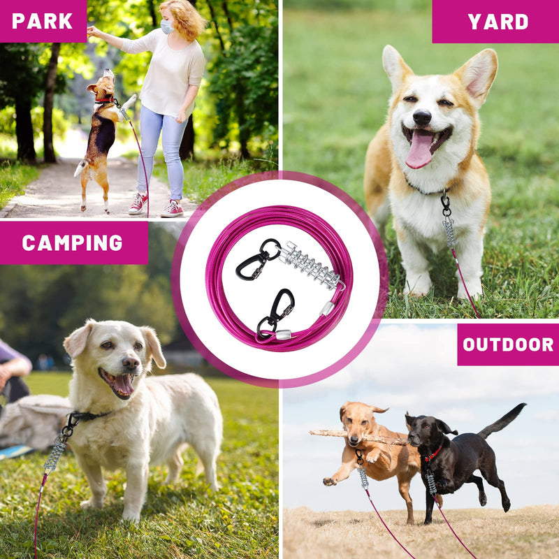 Dog Tie Out Cable 10/15/20/25/30 FT Dog Runner for Yard Steel Wire Dog Cable with Durable Superior Clips Pink Dog Chains Heavy Duty for Outside Hold Large Dogs Up to 165 lbs 20FT - PawsPlanet Australia