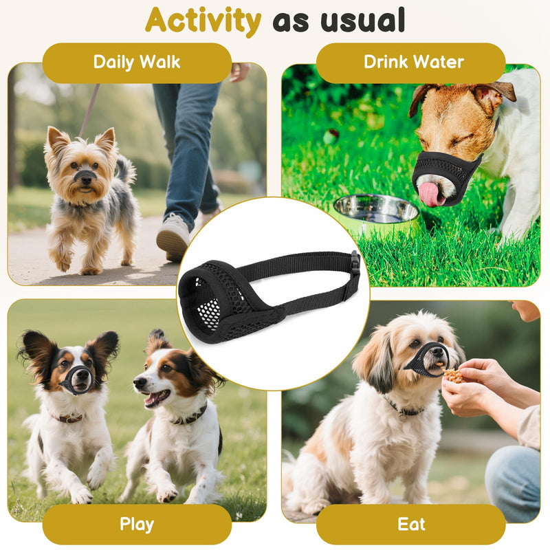 Mayerzon Mesh Muzzle for Small Medium Large Dogs Anti-Biting, Opening Front Muzzle for Mini Poodle Corgi, Focus on Short Snout Dogs, Breathable Fabric, Allow Panting, for Grooming Vet Visits Black L [Snout Cir: 7.5-8.25"] - PawsPlanet Australia