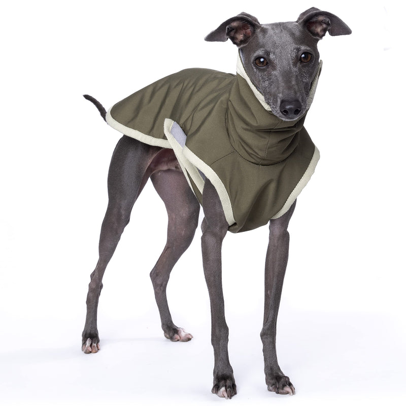 Yigi Turtleneck Jacket with Harness Opening, Fleece Lining, Adjustable, Lightweight, Breathable Jacket for Italian Greyhound Medium Sage Green - PawsPlanet Australia