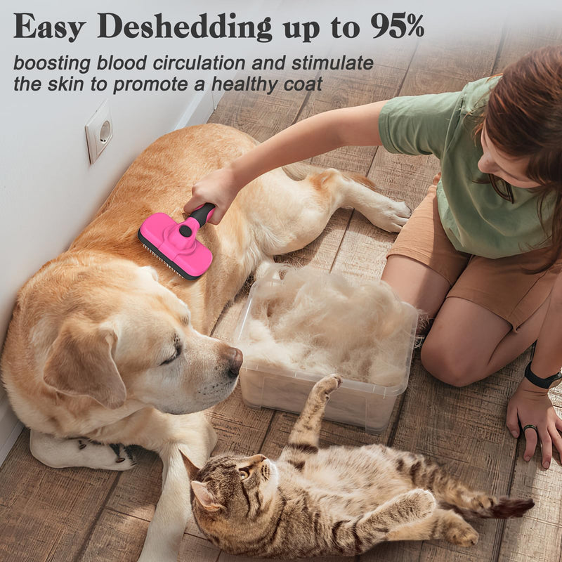 Swihauk Self Cleaning Slicker Brush for Dogs & Cats - Skin Friendly Grooming, Deshedding, Hair Removal for Puppies & Long/Short Haired Pets, Pet Supplies Accessory, Pink - PawsPlanet Australia