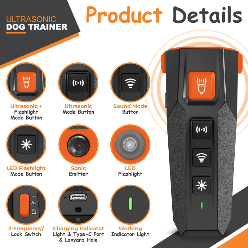 Dog Bark Deterrent Devices – 3 Modes, 15m Range, Flashlight | Safe Humane Anti Barking Device for Dogs | Bark Deterrent Device, Dog Clicker for Training, Dog Training Clicker for Peaceful Home - PawsPlanet Australia