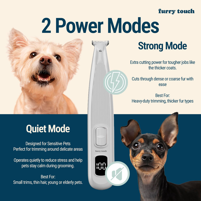Dog Paw Trimmer - Electric Cordless Pet Clippers for Dogs & Cats - Quiet Dual-Speed Groomer with Pet-Safe Blade for Feet, Ears, Face - USB-C Rechargeable - with Travel Bag, Comb & Brush - PawsPlanet Australia