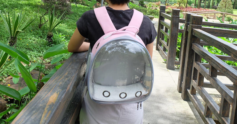 Small Animal Carrier Backpack for Guinea Pig Bird Bunny Cat Kitten Lizard Rabbit Squirrel Beared Dragon Portable Travel Carrier Backpack Space Capsule Bubble Window Carrier (Pink) Pink - PawsPlanet Australia