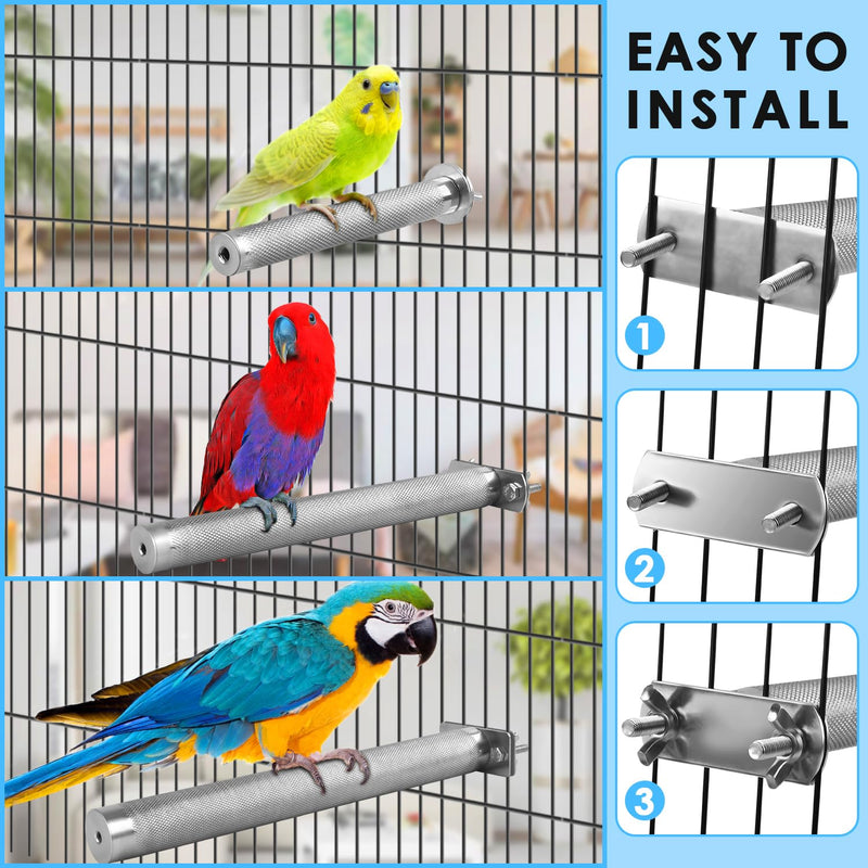 KATUMO Parrot Perch - Stainless Steel African Grey Perch Bird Cage Accessories for Small to Large Parrots (11.8 x 1.2 inch) L: 11.8 x 1.2 inch - PawsPlanet Australia