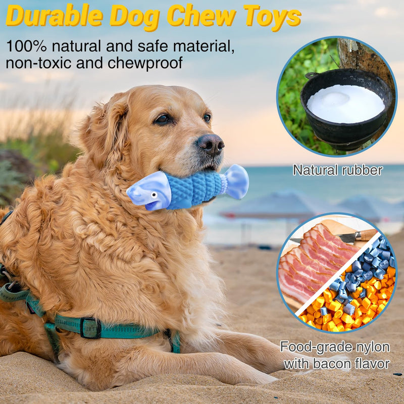 WinTour Tough Dog Toys for Aggressive Chewers Large Breed, Indestructible Dog Toys for Large Dogs, Dog Chew Toys for Aggressive Chewers, Durable Dog Toys, Squeaky Dog Toys, Large Dog Toys for Big Dogs Blue Shark - PawsPlanet Australia