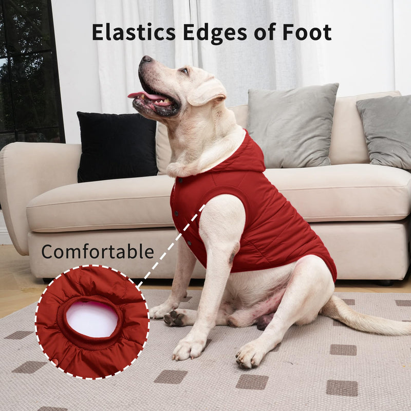 Fleece Lining Extra Warm Dog Hoodie in Winter for Small Dogs Jacket Puppy Coats with Hooded,Red M Medium (Pack of 1) Red - PawsPlanet Australia