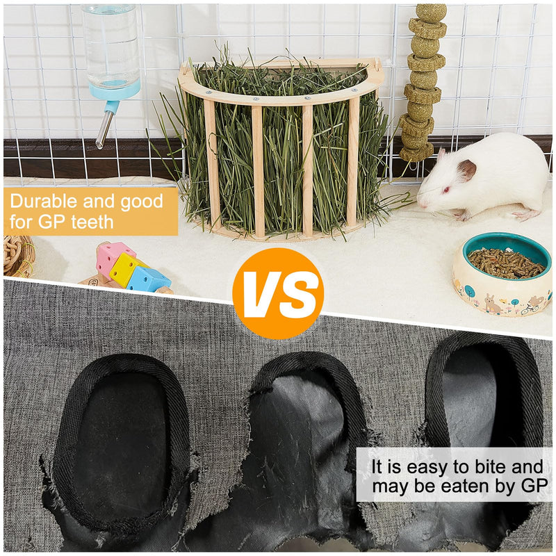 Guinea Pig Hay Feeder Wooden Rabbit Hay Feeder Big Volume Bunny Hay Holder Hanging Hay Rack with Instructions Guinea Pig Cages Accessories for Chinchilla and Ferret, Rabbit Cage Accessories 1 PACK Wood color - PawsPlanet Australia