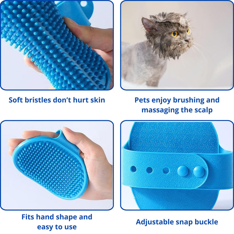 Cat Shower Cap and Bath Brush set, Cat Ear Cover and Grooming Bathing Brush for Cats Puppy Small Dogs, Cat Ear Protection Stuff, Small Dog Cat Bathing Supplies, Pet Accessories (Blue) Blue - PawsPlanet Australia