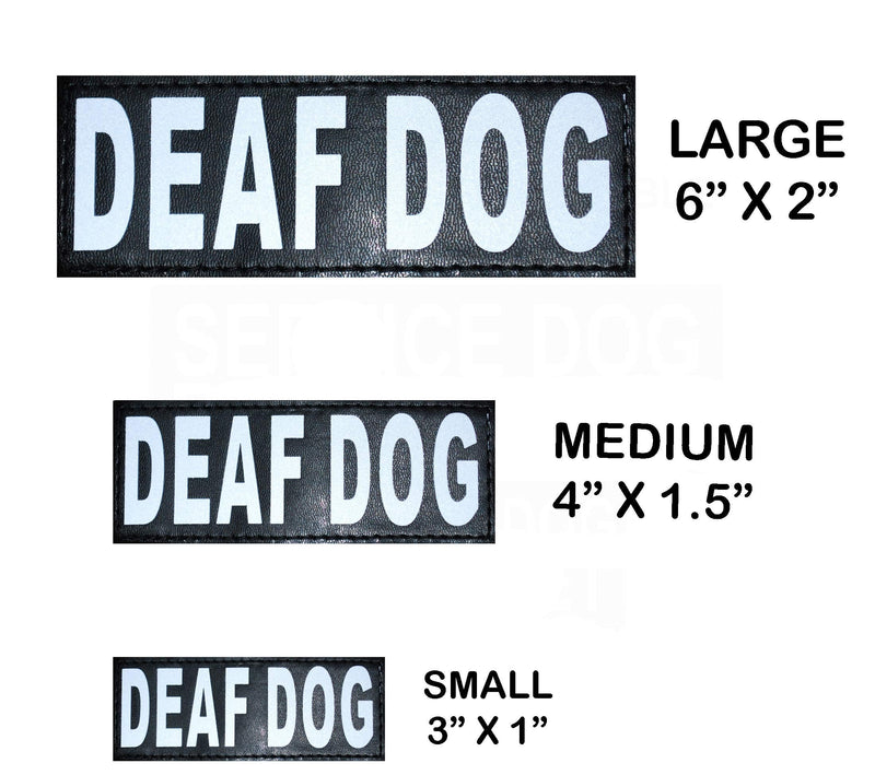 Doggie Stylz Set of 2 Reflective Deaf Dog Removable Patches with Hook Backing for Working Dog Harnesses & Vests. Durable and Interchangeable - Comes in 3 Sizes Small, Medium and Large Small 3"x1" - PawsPlanet Australia