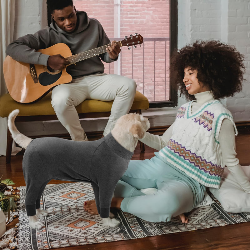 CITÉTOILE Recovery Suit for Large Dogs and Cats Pet Protection Suit Long Sleeve Electronic Collar Alternative Grey 2XL gray