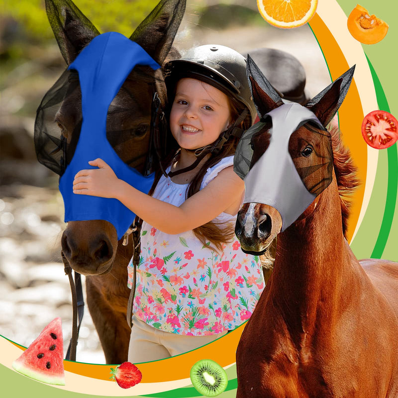 Frienda 4 Pcs Horse Fly Masks with Ears Head Fly Masks for Horses Smooth Elastic UV Protection Cover from Summer Insect Pests(Medium,Black, Gray, Blue, Mint Green) Medium Black, Gray, Blue, Mint Green - PawsPlanet Australia