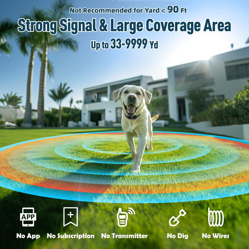 GPS Dog Collar Fence System - Invisible Electric Fence for Dogs with 3 Warning Modes, Adjustable Radius 33-9999Yards, IPX7 Waterproof Rechargeable Wireless Dog Fence for Outdoor Use Black 1 Collar