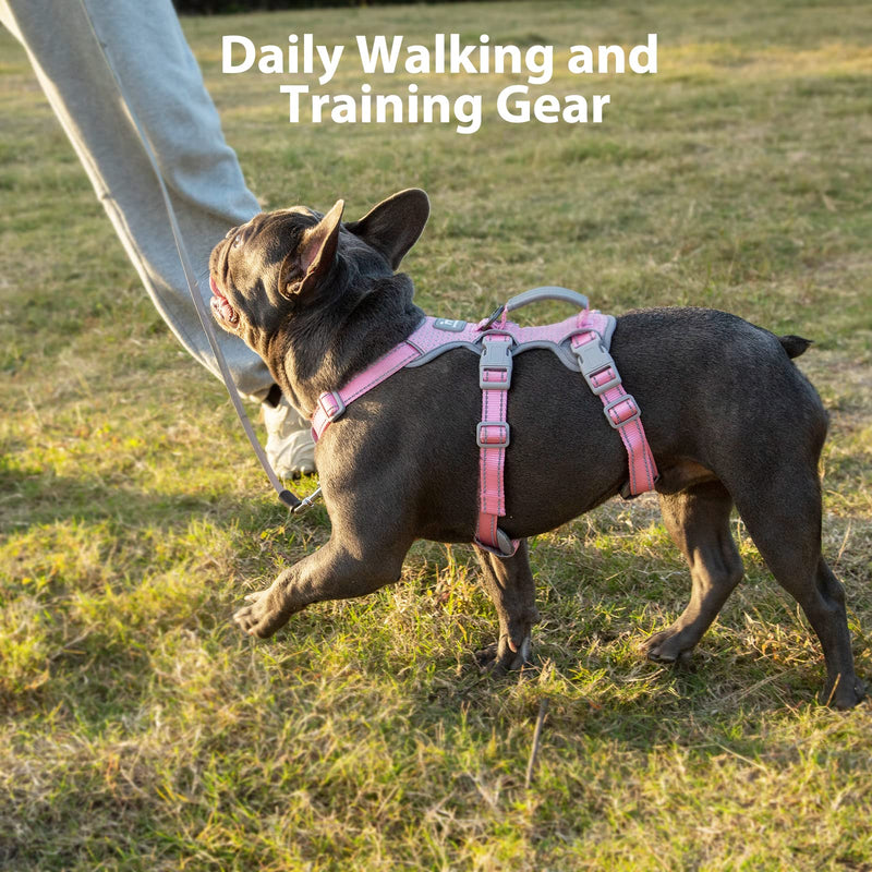 Huntboo Escape Proof Dog Harness, No Pull Reflective Harness with Lift Handle, Adjustable Pet Vest with Front and Back Leash Clips for Small Medium Large Dogs Walking Hiking Training (Pink,L) Pink Large(Pack of 1) - PawsPlanet Australia