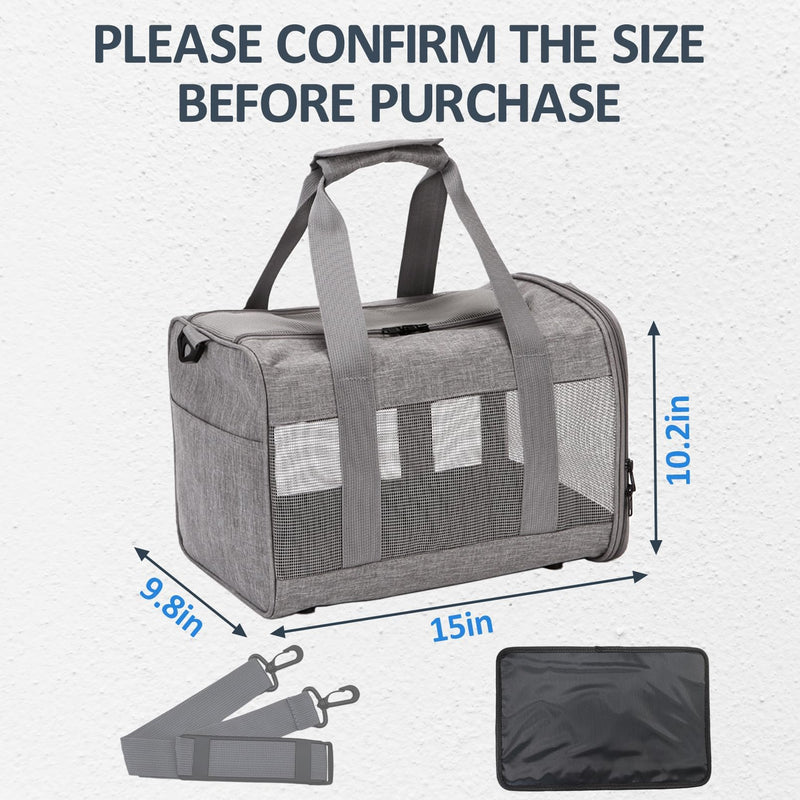 kathson Small Animal Carrier Bag, Guinea Pig Rabbit Travel Carrier Breathable Mesh Window Pet Portable Hand Bag for Hamster Bird Bunny Bearded Dragon Kitty and Etc (Grey) Gray 15.0"L x 9.8"W x 10.2"H - PawsPlanet Australia