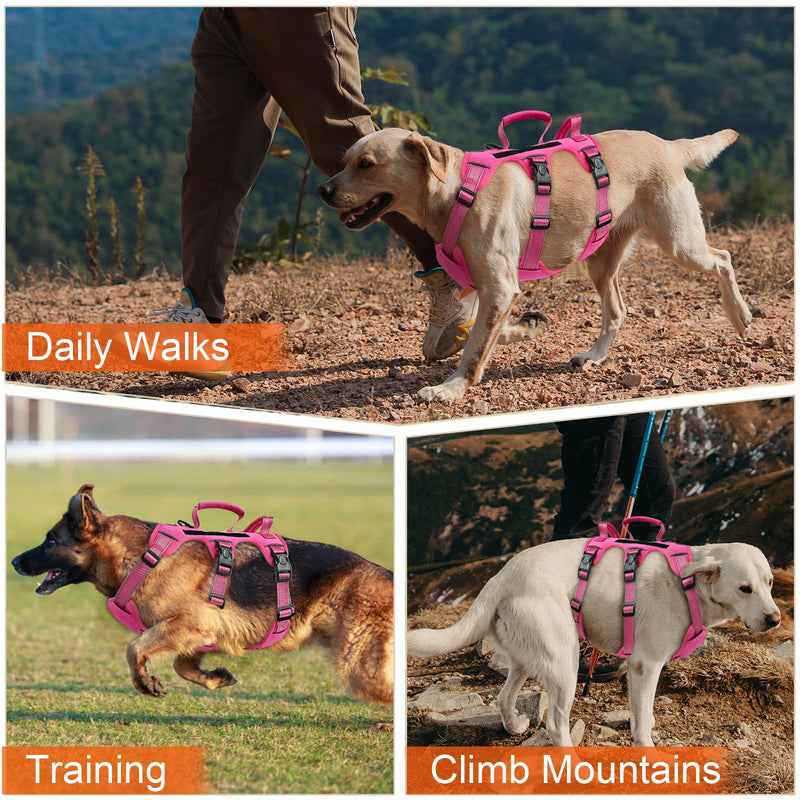 Escape Proof Dog Harness for Large Medium Sized Dogs Six Point Adjustable, Service Dog Vest Harness and Leash Set, No Pull Dogs Harnesses with Handle, Medium Dog Harnesses for Walking(Pink, S) Small Pink - PawsPlanet Australia