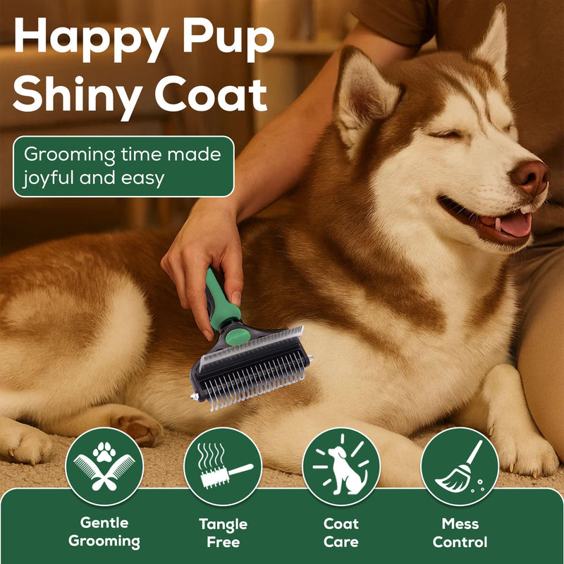 Pet Grooming Set – 1 Brush + 2 Toothbrushes (Soft & Finger) for Dogs & Cats(green handle) green handle - PawsPlanet Australia