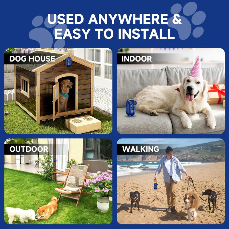 BOKKY 2 Pack Dog Bark Deterrent Devices in 3 Adjustable Modes Convertible Waterproof Anti Barking Silencer for Dog - Ideal for Outdoor and Indoor(Blue) 2PACK-BLUE - PawsPlanet Australia