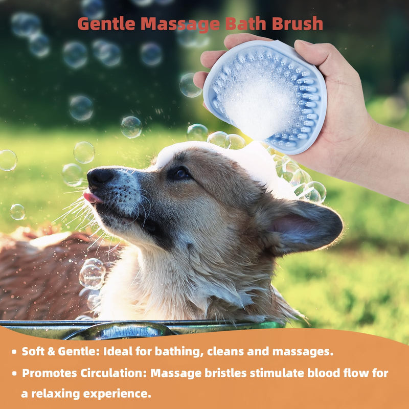 3PCS Cat & Dog Brush Set: Slicker & Deshedding Brush, Dematting Comb, and Bath Brush – Premium Grooming Tools for Shedding & Tangle-Free Fur (blue) blue - PawsPlanet Australia