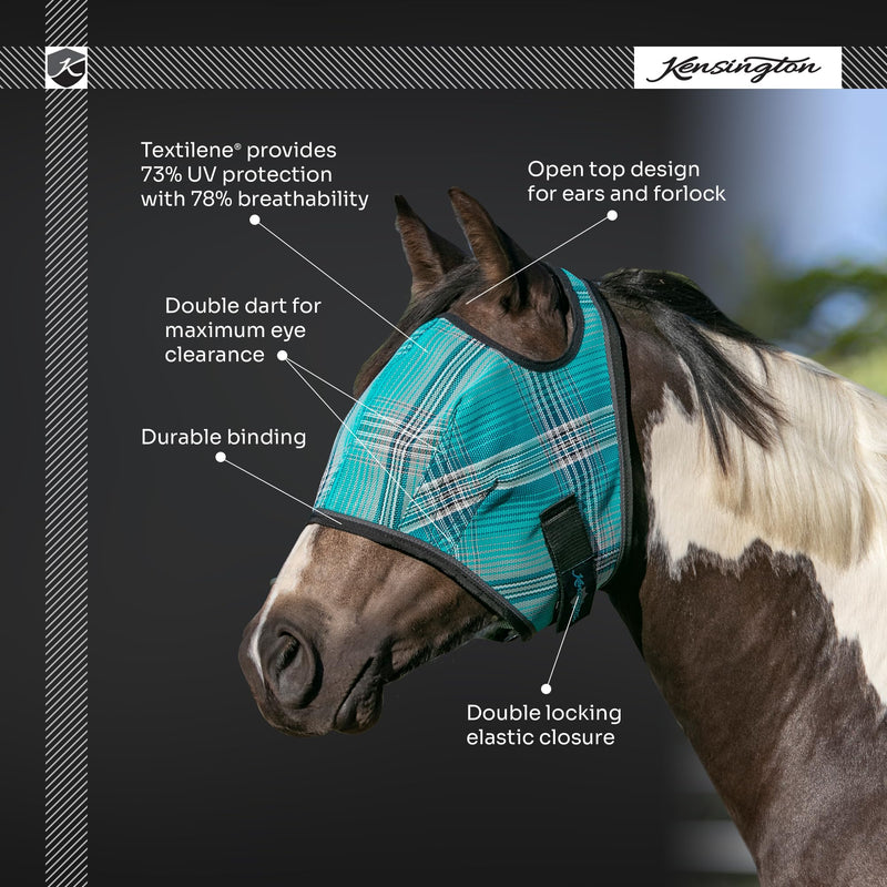 Kensington Fly Mask Web Trim Protects Horses Face and Eyes from Bites and Sun Rays While Allowing Full Visibility Ears and Forelock Able to Come Through The Mask, X-Large, Lavender Mint 2017 - Lavender Mint XL (Large Horse)