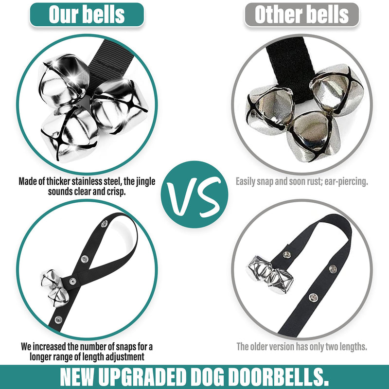 Dog Doorbells Premium Quality Training Potty Dog Bells, Adjustable Door Bell Length for Small, Medium and Large Dogs, A Convenient Way to Train Your Puppy - 7 Large Loud & Crisp DoorBells 02 Black/Black - PawsPlanet Australia