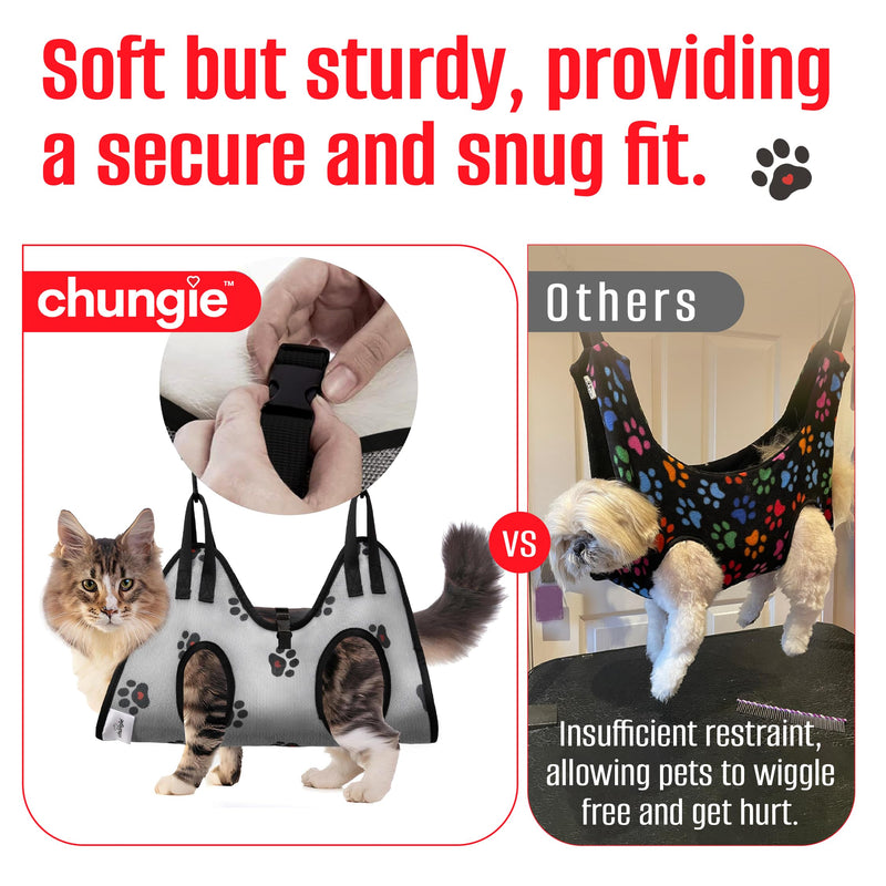 Chungie Cat Grooming Hammock for Cats – Cat Restraint for Nail Trimming with Pet Nail Clipper – Cat Sling for Grooming, Pet Hammock for Nail Cutting & Grooming Harness(Legs Spacing:6-9”/ Max W:20lb) XS(Legs Spacing: 6-9”)/Max W:20lb) - PawsPlanet Australia