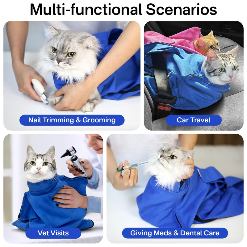 Cat Carrier Pouch for Medium Cats 10–20 lbs, Soft Cat Carrier with Upgraded Adjustable Strap, Durable Cotton Cat Bag for Nail Trimming, Medication & Vet Visits – Klein Blue Large (10-20 lbs) - PawsPlanet Australia