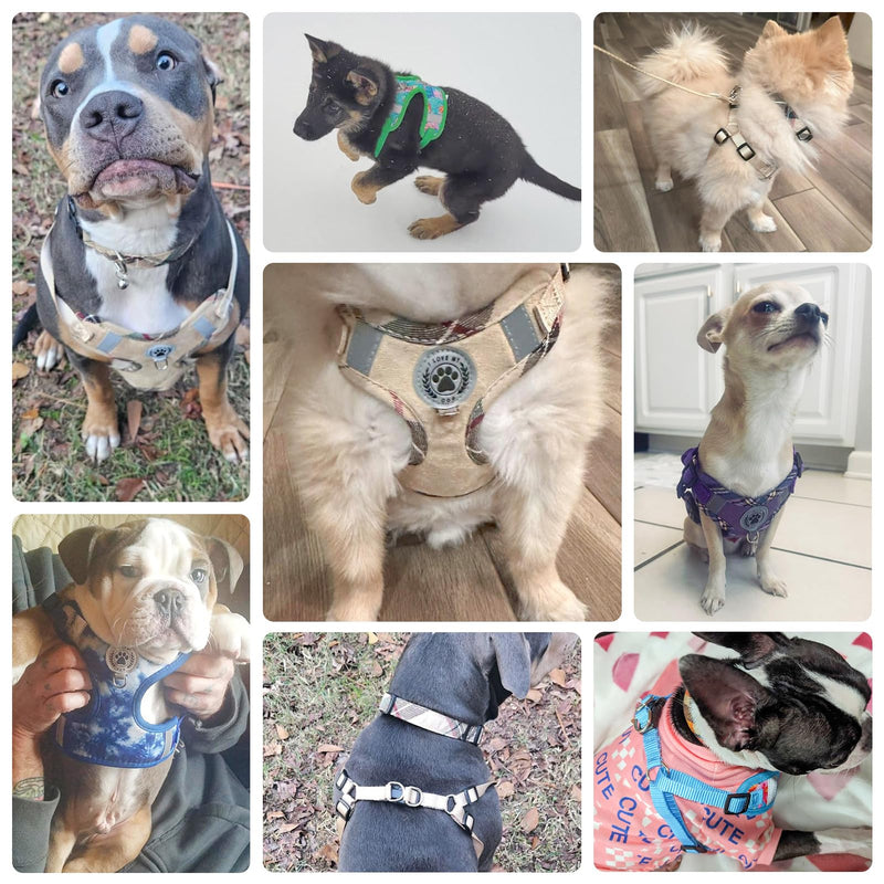BEAUTYZOO Dog Harness Collar and Leash Set, No-Pull Step in Dog Harness for Large Dogs, Reflective No-Choke Puppy Vest Harness, Adjustable Soft Padded Pet Vest for French Bulldog, Dark Pink L L (Chest 20"-25", Collar 14"-20") Colorful Splatter Paint - PawsPlanet Australia