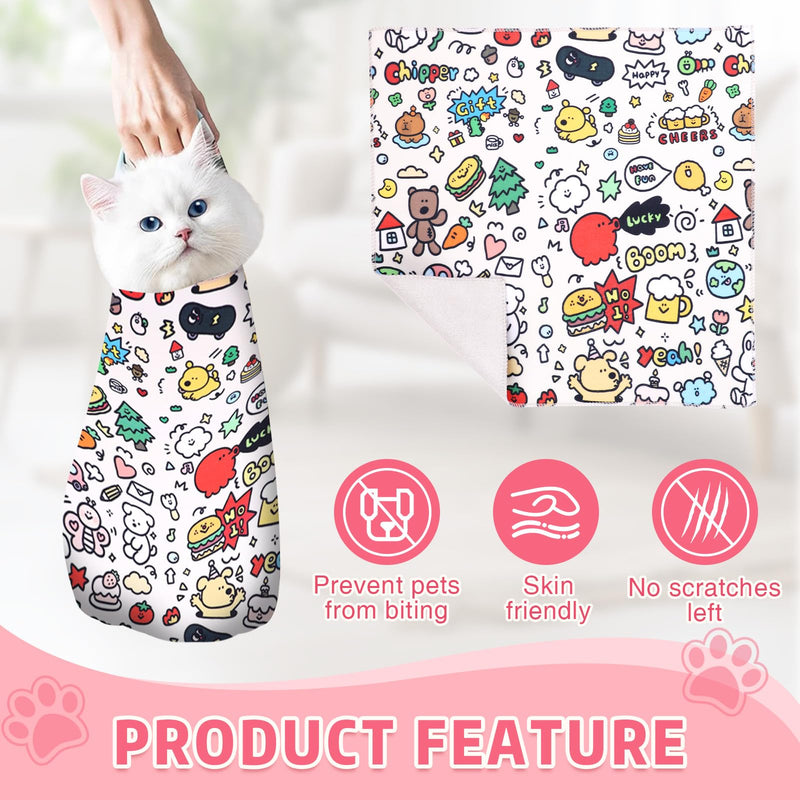 3 Pcs Cat Grooming Wrap, Self Adhesive Calm and Cozy Cat Wrap for Cutting Nails (21in-13in) - PawsPlanet Australia