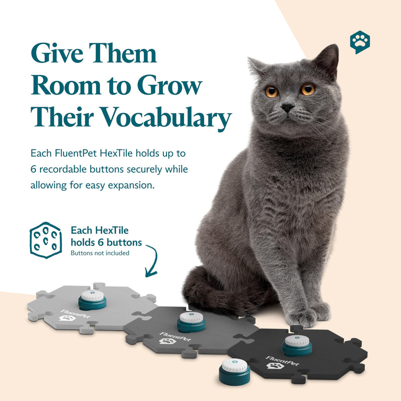 FluentPet HexTile - White | Accessory Dog and Cat Button Learning Kits | Can Hold Up to 6 Buttons | Soft, Durable, and Non-Slip | Gift for Pet Lovers | Comes in 12 Colors - PawsPlanet Australia