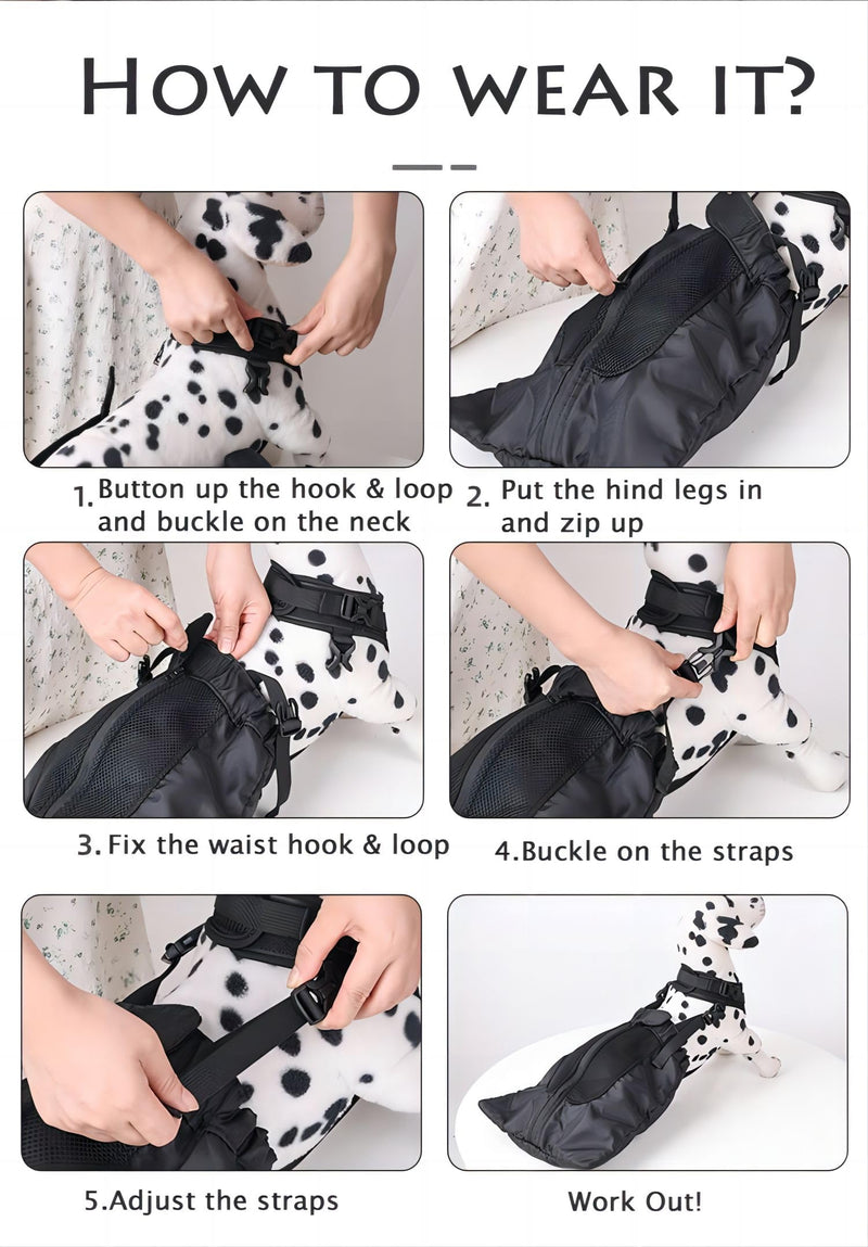 Dog Drag Bag, Dog Wheelchair Alternative Protect Legs Limbs for Disabled Paralyzed Rear Legs Dogs Cats XL XL-Waist 22.8-34.6''