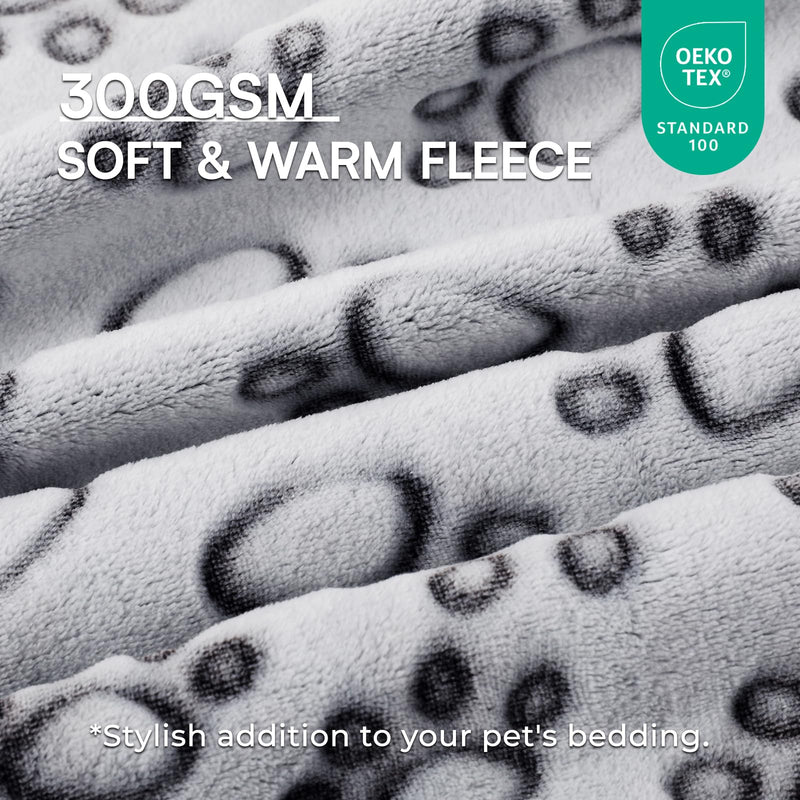 Luciphia Premium Soft Dog Blanket for Small Medium Large Dogs Washable 300GSM Fluffy Warm Fleece Puppy Cat Paw Print Pet Flannel Pcs2 Grey Paw L(41"x31") L(41"x31") - PawsPlanet Australia
