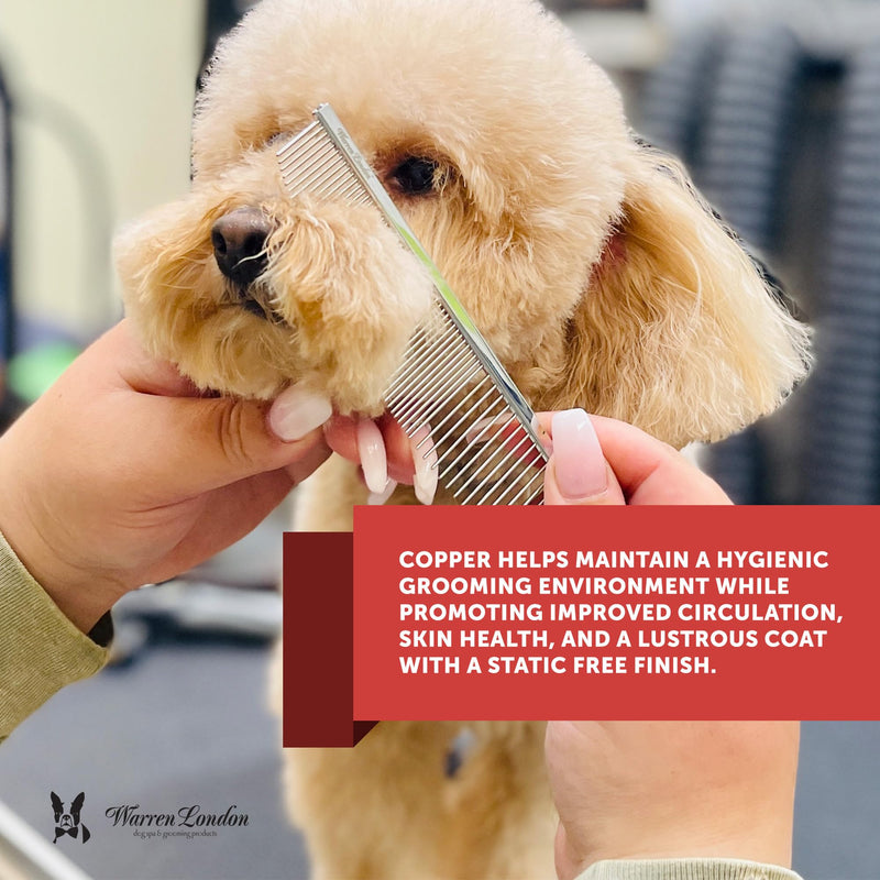 Warren London Copper Crescent Comb 6.5 inches – Premium Dog Grooming Comb for Professional-Quality Results Comfort Control Durability and Detail Crescent Detail Comb