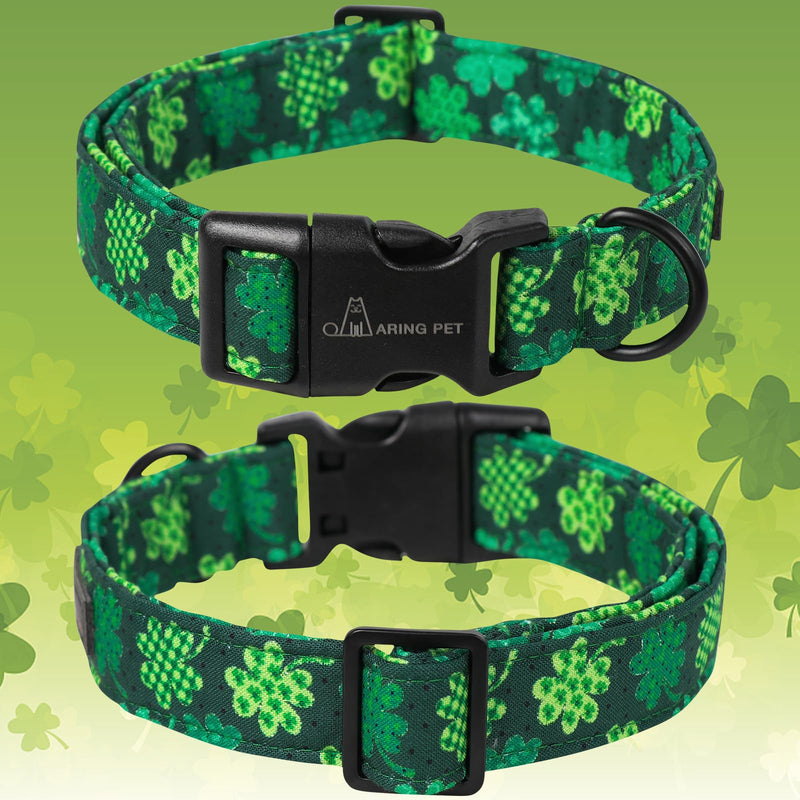 ARING PET St Patrick's Day Dog Collar-Cute Clovers Dog Collar, Adjustable Cotton Shamrock Pet Collar Trefoil Puppy Collars with Quick Release Buckle - PawsPlanet Australia