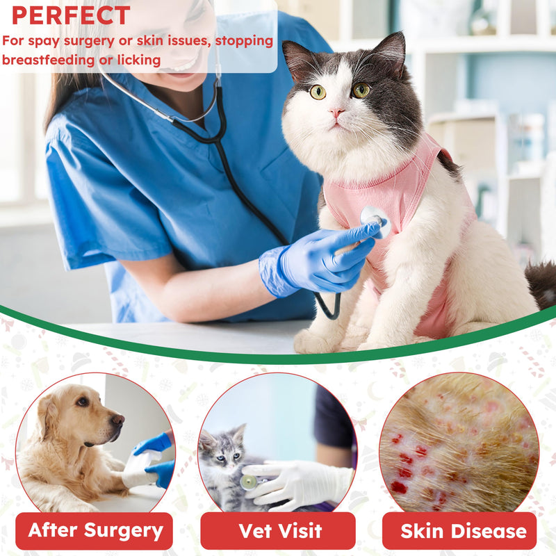 Cat Recovery Suit for Spay Abdominal Wounds, Kitten Onesie Bodysuit for Cats After Surgery, Cat Surgery Recovery Suit Female Cone of Shame Alternative for Cats Anti Licking (Pink,M) Pink Medium - PawsPlanet Australia