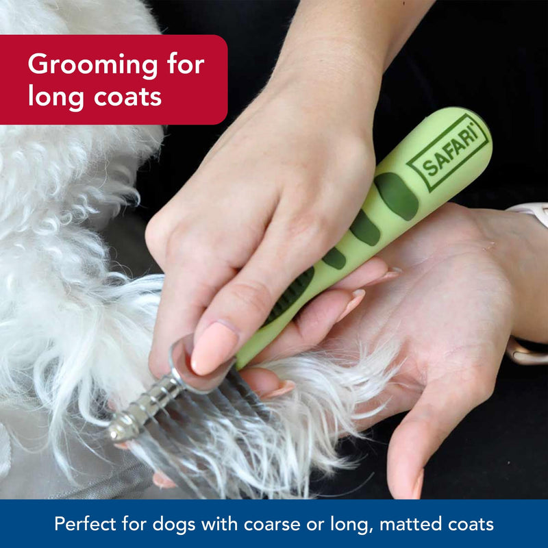 Coastal Pet Safari Dog De-Matting Comb - Serrated Stainless Steel Grooming Tool for Dogs with Medium to Long Hair - Keeps Coats Smooth & Soft - One Size NO Color
