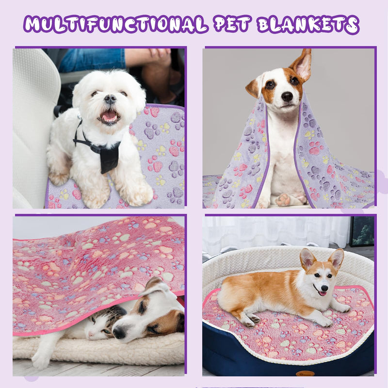 YUEPET Waterproof Dog Blankets, 2 Pack Washable Dog Blankets for Bed Couch Sofa Protector Fleece Flannel Puppy Blanket Soft Plush Reversible Throw Blanket for Medium Large Dog Cat 40"×30"(Purple+Pink) 40"×30" Purple+pink(2pack) - PawsPlanet Australia