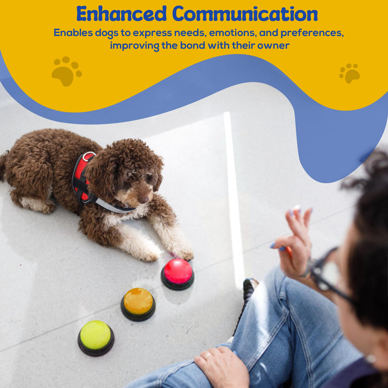 Dog Buttons for Communication with Mat & Clicker – 30s Recordable Dog Buttons Talk, Talking Buttons for Dogs, Gift for Dog Owners with Training Guide, Custom Stickers, and Clear Sound (6-Pack) Pack of 6 - PawsPlanet Australia