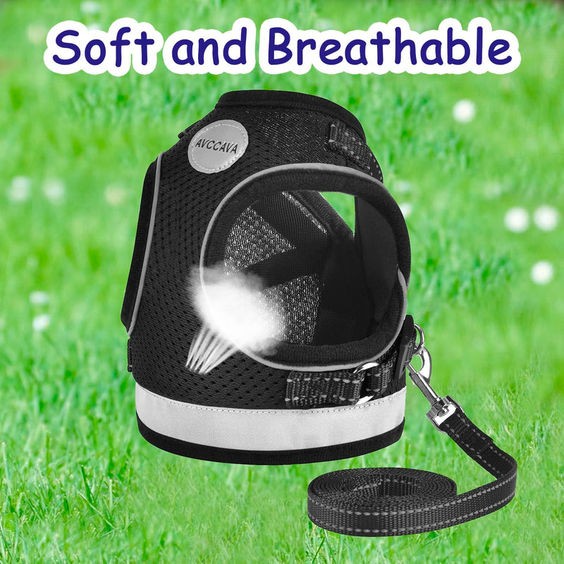 Cat Harness and Leash for Walking, Kitten Escape Proof Harnesses, Adjustable Reflective Puppy Harness with Leashes Set, Easy Adjustable Soft net Breathable Pet Safety Vest M (Chest: 12" - 14") Black M (Chest: 12" - 14") - PawsPlanet Australia