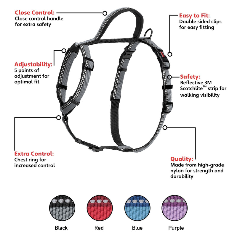 The Company of Animals - Halti Walking Harness (Chest 14" - 18"), X-Small, Black/Grey Large - PawsPlanet Australia