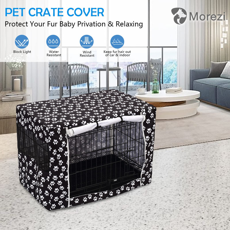 Dog Crate Cover Kennel Dogs Covers fits Small Medium Large crates cage Heavy Nylon Waterproof soundproof Indoor Outdoor - Cover only - Black paw - 36 inch 36.0"L x 23.0"W x 24.0"H - PawsPlanet Australia