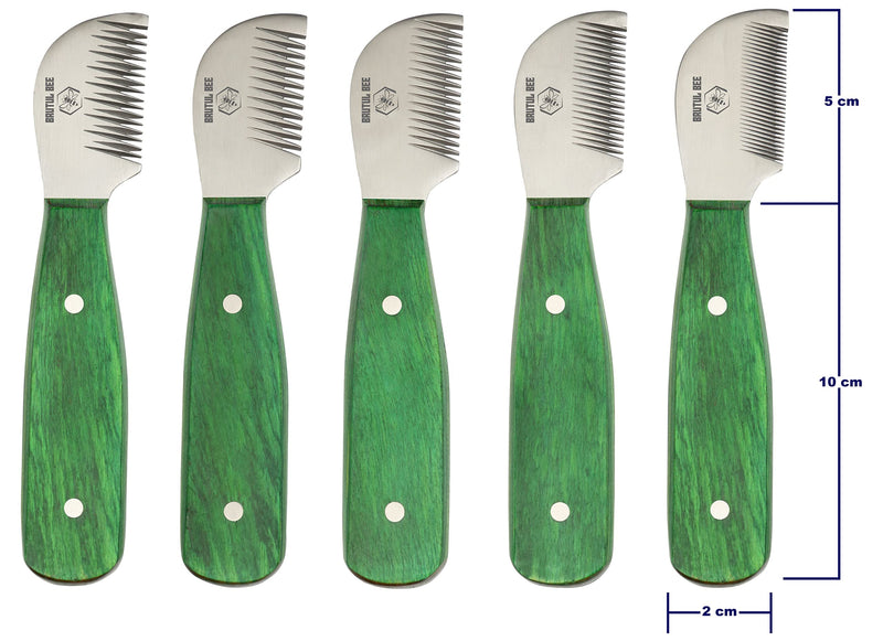 Bee Dog Grooming Coat Stripping Knife Stripper Trimmer Tool Wooded Handle Stripping Knives Set of 5 in Stainless Steel Non-Slip Tools for Grooming Dogs (GREEN) GREEN - PawsPlanet Australia