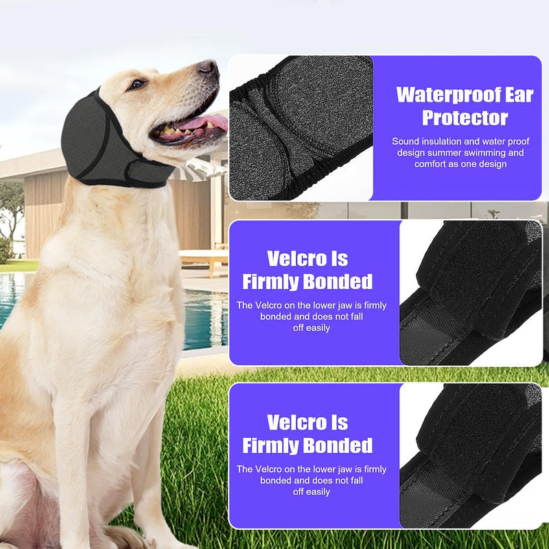 Dog Calming Ear Cover, Waterproof Adjustable Dogs Snood Ear Protectors Warm Ear Covers Comfort Dog Ear Muffs Noise Protection for Grooming Bathing Swimming Anxiety Relief (M) M