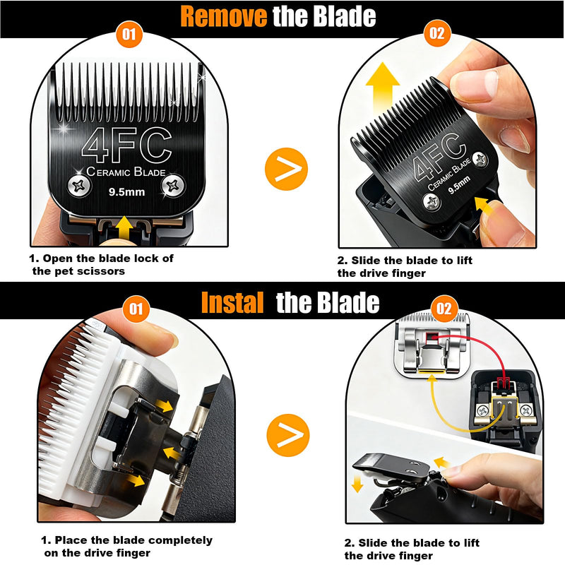 Dog Grooming Clipper Blades Replacement Compatible with Andis Dog Clippers,Most OsterA5, Wahl KM Series Pet Clippers (Black(4FC)) Black(4FC)