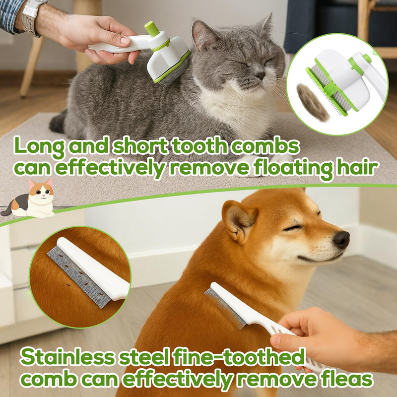 XANGNIER Rotatable Flea Comb for Cats Dogs Kittens Rabbit,Self Cleaning Pet Flea Comb Grooming Brush for Shedding and Detangling,Fine Tooth Tick Lice Comb for Short & Long Pet Hair Removal Tool,2 Pcs White - PawsPlanet Australia