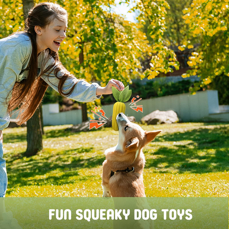 Dog Toys for Aggressive Chewers, Indestructible Tough Dog Toys for Large Dogs, Durable Squeaky Dog Chew Toys for Small Medium Dog Teeth Cleaning with Natural Rubber Yellow - PawsPlanet Australia