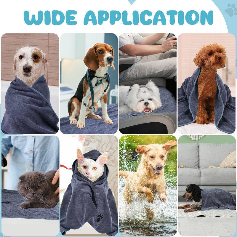 Microfiber Dog Towels for Drying Dogs,40'' X 23.6'', Super Absorbent and Soft Pet Grooming Towel, Perfect Shower & Bath Supplies for Dogs(2-Pack Grey) 2-Pack Grey - PawsPlanet Australia